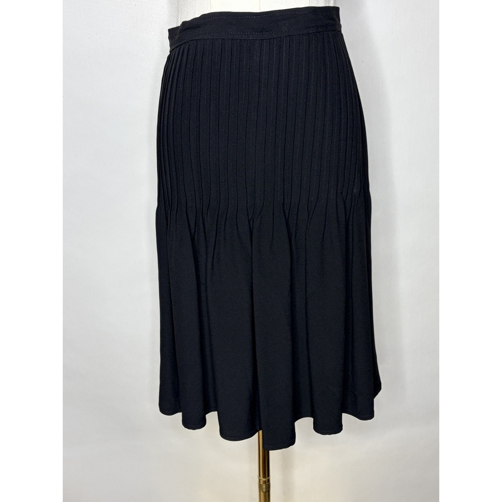 Saint Laurent Rive Gauche Vintage Black Pleated Skirt Made in France Size 38